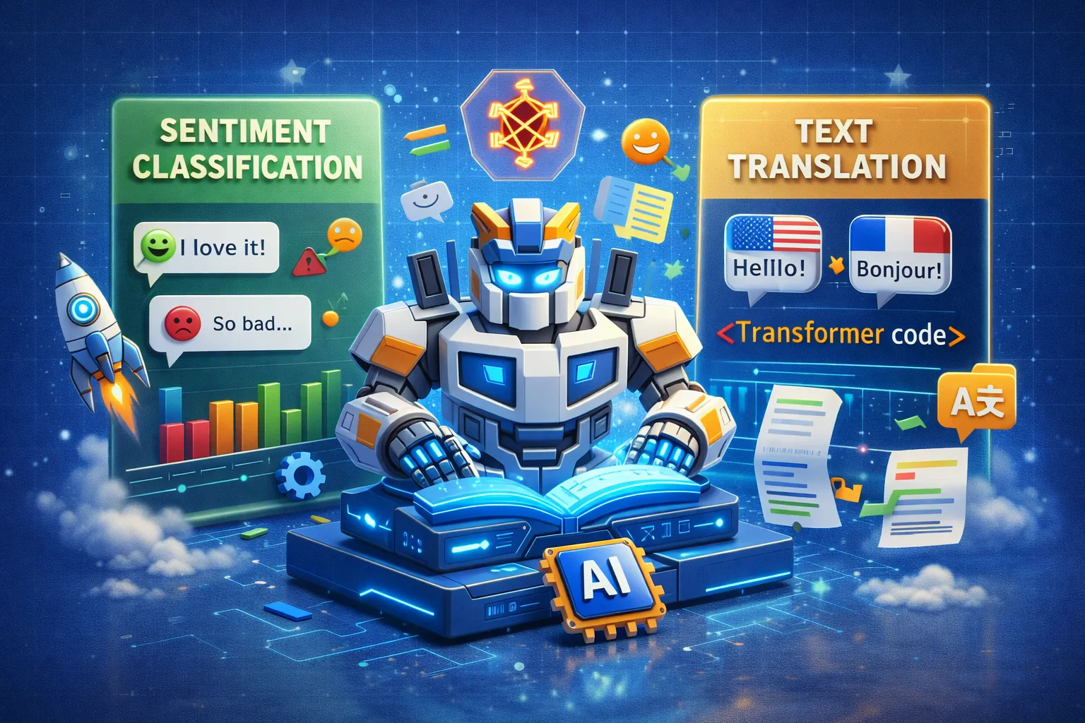 Transformers for Sentiment Classification and Text Translation
